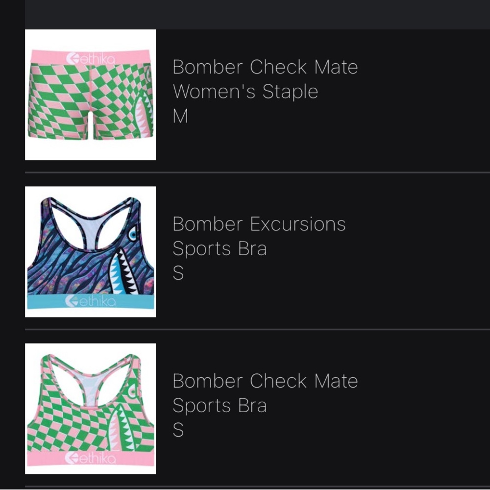 Ethika Pink and Green Checkered Apparel Set Sports Bra and Shorts